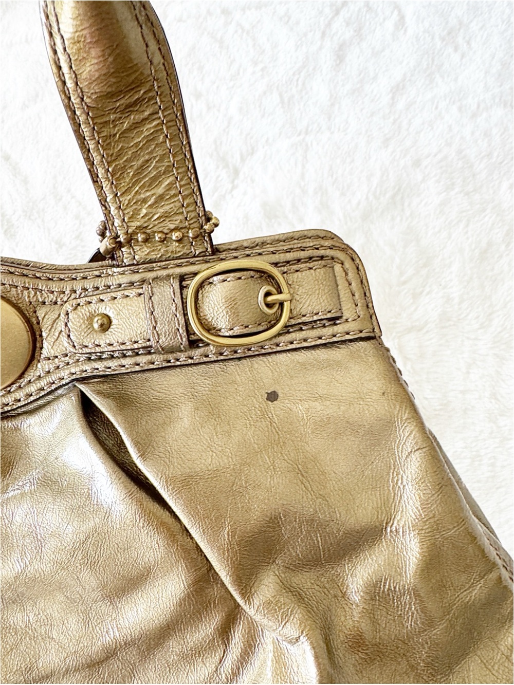 Vintage Y2K Coach Gold Patent Metallic Leather Satchel handbag Purse - Picture 5 of 9